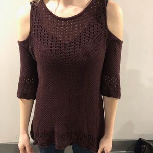 Off the shoulder lace knot sweater
